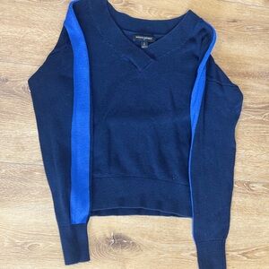 Banana Republic Black and Blue V-Neck Sweater